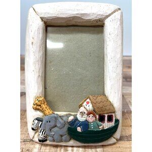 Vintage Eddie Walker Noahs Ark-Themed Hand-Painted Wooden Picture Frame 3D